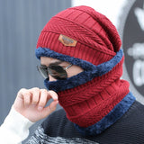 hot selling 2pcs ski cap and scarf cold warm leather winter hat for men