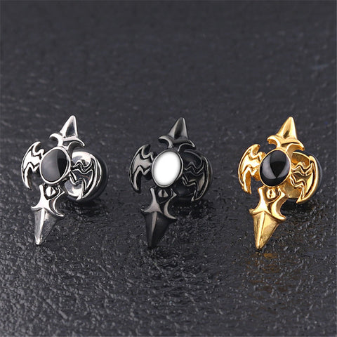 Men earings fashion gold cross jewellery vintage silver stainless steel jewelry for male