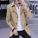2020 new men long thin section windbreaker jacket trend of men's business casual coat