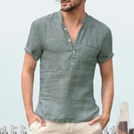 Men's Short Sleeve Shirt Summer Cool Loose Casual Shirts V-Neck Tops