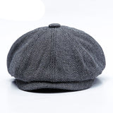 Men Berets Hat New Vintage Herringbone Octagon Cap