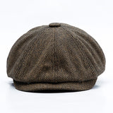 Men Berets Hat New Vintage Herringbone Octagon Cap