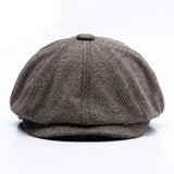 Men Berets Hat New Vintage Herringbone Octagon Cap