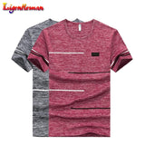 T shirts Men Clothing Polyester Male Tshirts Short Sleeve soft Comfortable Strip Top Tees O-Neck