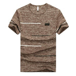T shirts Men Clothing Polyester Male Tshirts Short Sleeve soft Comfortable Strip Top Tees O-Neck