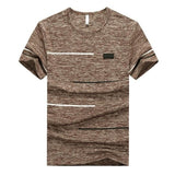 T shirts Men Clothing Polyester Male Tshirts Short Sleeve soft Comfortable Strip Top Tees O-Neck