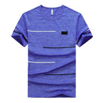 T shirts Men Clothing Polyester Male Tshirts Short Sleeve soft Comfortable Strip Top Tees O-Neck