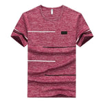 T shirts Men Clothing Polyester Male Tshirts Short Sleeve soft Comfortable Strip Top Tees O-Neck