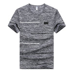 T shirts Men Clothing Polyester Male Tshirts Short Sleeve soft Comfortable Strip Top Tees O-Neck