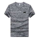 T shirts Men Clothing Polyester Male Tshirts Short Sleeve soft Comfortable Strip Top Tees O-Neck