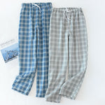 Men's Cotton Trousers Plaid Knitted Sleep Pants
