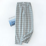 Men's Cotton Trousers Plaid Knitted Sleep Pants