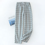 Men's Cotton Trousers Plaid Knitted Sleep Pants