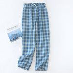 Men's Cotton Trousers Plaid Knitted Sleep Pants