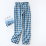 Men's Cotton Trousers Plaid Knitted Sleep Pants