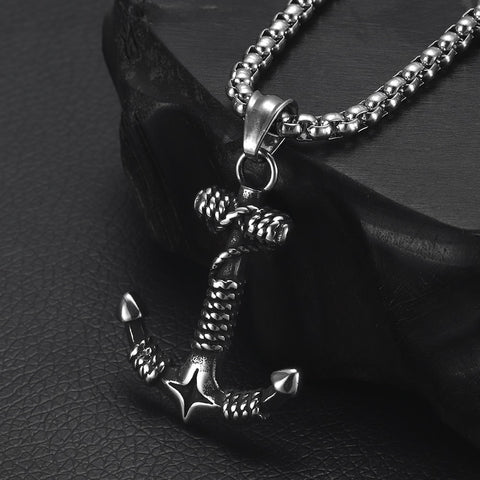 Vintage Anchor Pendant Necklace for Men