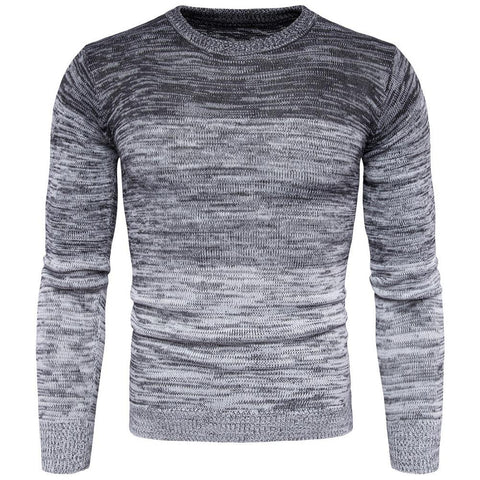 Men Gradient Long Sleeve Round Neck Sweater Casual Knitted