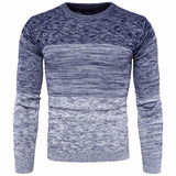 Men Gradient Long Sleeve Round Neck Sweater Casual Knitted