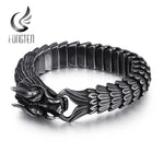 Fongten Dragon Viking Bracelet Men Vintage Stainless Steel Biker Link Chain