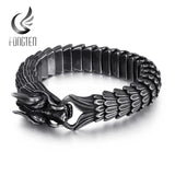 Fongten Dragon Viking Bracelet Men Vintage Stainless Steel Biker Link Chain