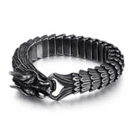 Fongten Dragon Viking Bracelet Men Vintage Stainless Steel Biker Link Chain