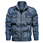 New Leather Jacket Men Casual Pocket  jaket