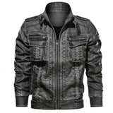 New Leather Jacket Men Casual Pocket  jaket