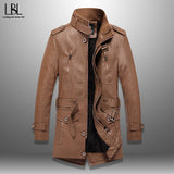 2020 New Arrival Men's Long Leather Jacket Windbreaker Men Fashion