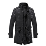 2020 New Arrival Men's Long Leather Jacket Windbreaker Men Fashion