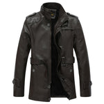 2020 New Arrival Men's Long Leather Jacket Windbreaker Men Fashion