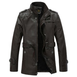 2020 New Arrival Men's Long Leather Jacket Windbreaker Men Fashion