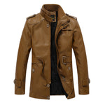 2020 New Arrival Men's Long Leather Jacket Windbreaker Men Fashion