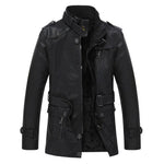 2020 New Arrival Men's Long Leather Jacket Windbreaker Men Fashion