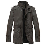 2020 New Arrival Men's Long Leather Jacket Windbreaker Men Fashion