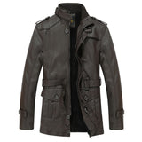 2020 New Arrival Men's Long Leather Jacket Windbreaker Men Fashion