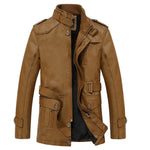 2020 New Arrival Men's Long Leather Jacket Windbreaker Men Fashion