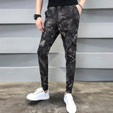 Autumn Winter Floral Pants Men Thick Warm Slim Pants Casual Streetwear Trousers Men