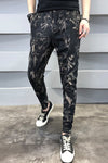Autumn Winter Floral Pants Men Thick Warm Slim Pants Casual Streetwear Trousers Men