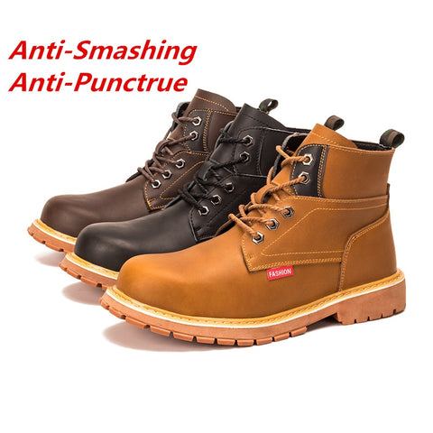 Men's boots Winter Snow Steel Toe Work Shoes with Punctrue Proof High Warm  Boots