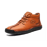 2020 Winter Men Boots Genuine Leather Fur Snow Boots Lace Up Waterproof Footwear