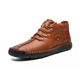 2020 Winter Men Boots Genuine Leather Fur Snow Boots Lace Up Waterproof Footwear
