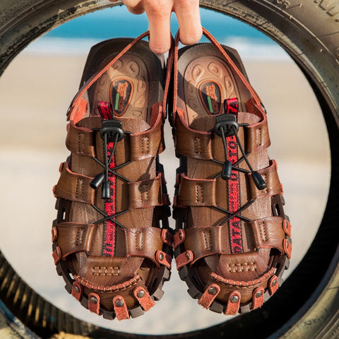 Big Size Leather Sandals Men Outdoor Wading Clogs Shoes