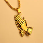 Fashion Stainless Steel Long Nacklace Men Jewelry Pray Pandent Gold Bergamot Gothic Chain
