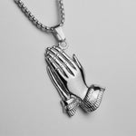 Fashion Stainless Steel Long Nacklace Men Jewelry Pray Pandent Gold Bergamot Gothic Chain