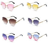 New Frameless Cat Eye Sunglasses Men Trend Retro Gradient Ocean Piece Sun Glasses
