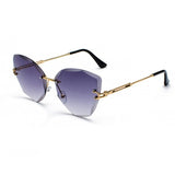 New Frameless Cat Eye Sunglasses Men Trend Retro Gradient Ocean Piece Sun Glasses