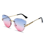 New Frameless Cat Eye Sunglasses Men Trend Retro Gradient Ocean Piece Sun Glasses