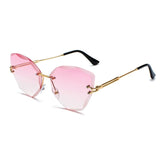 New Frameless Cat Eye Sunglasses Men Trend Retro Gradient Ocean Piece Sun Glasses