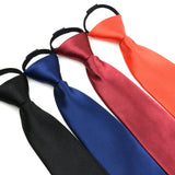 Pre-tied Neck Tie Men Skinny Zipper Ties Solid Color Slim Narrow Bridegroom Party Dress Necktie Daily Accessories