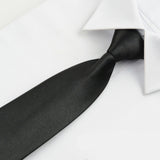 Pre-tied Neck Tie Men Skinny Zipper Ties Solid Color Slim Narrow Bridegroom Party Dress Necktie Daily Accessories